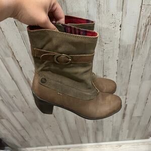 OTBT Emporia Brown Leather Calf Booties Boots Round Toe Buckles Womens 6.5